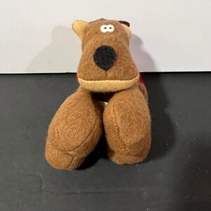 Vintage 1983 Hallmark Reindeer Plush Brown Felt Christmas Toy DT381-1 Red Ribbon